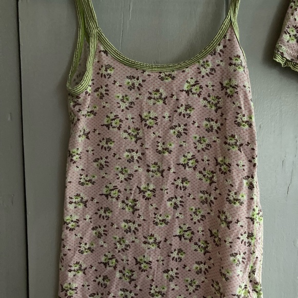 2pc Set FREE PEOPLE Sleep Lounge PJ Tank Cami Top Shorts Bottoms Pink Green S P - Picture 4 of 6